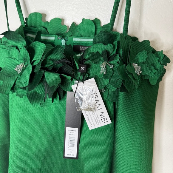 NWT Badgley Mischa Floral Applique Babydoll formal Dress Green Sz 10 - Picture 7 of 12
